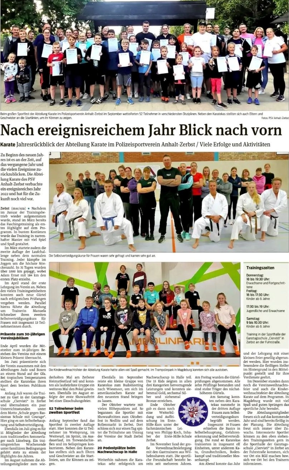 PSV Anhalt Zerbst in Zeitung